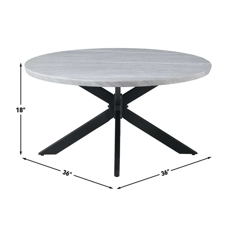 Steve Silver Keyla Engineered Wood Round Cocktail Table in Gray