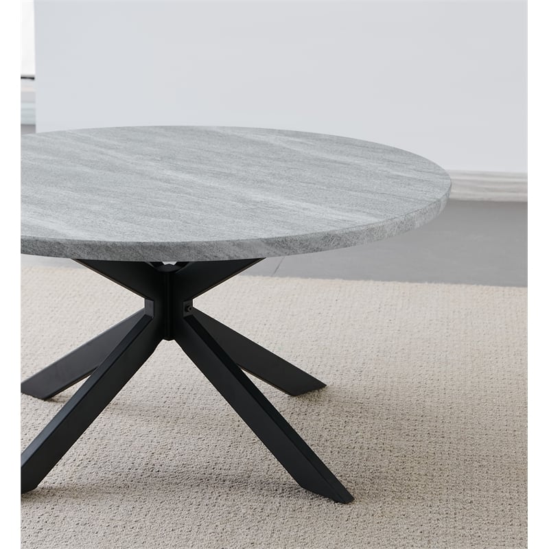 Steve Silver Keyla Engineered Wood Round Cocktail Table in Gray