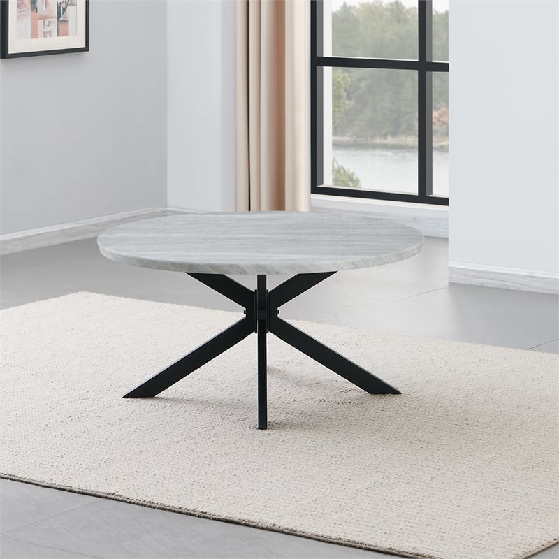 Steve Silver Keyla Engineered Wood Round Cocktail Table in Gray