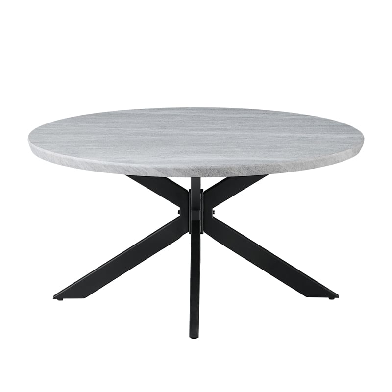 Steve Silver Keyla Engineered Wood Round Cocktail Table in Gray