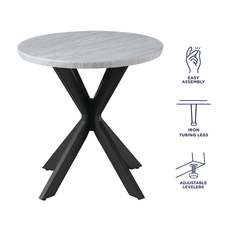 Steve Silver Keyla Faux Marble Round End Table in Gray