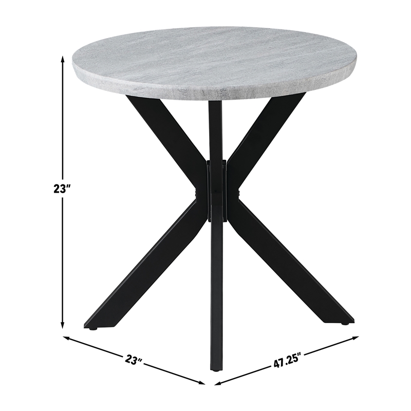 Steve Silver Keyla Faux Marble Round End Table in Gray