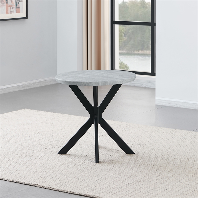 Steve Silver Keyla Faux Marble Round End Table in Gray