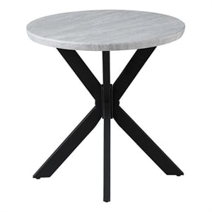 Steve Silver Keyla Faux Marble Round End Table in Gray