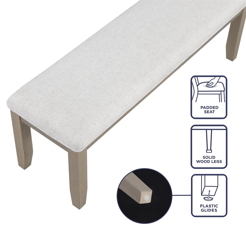 Steve Silver Lily Polyester Upholstered Dining Bench in Gray