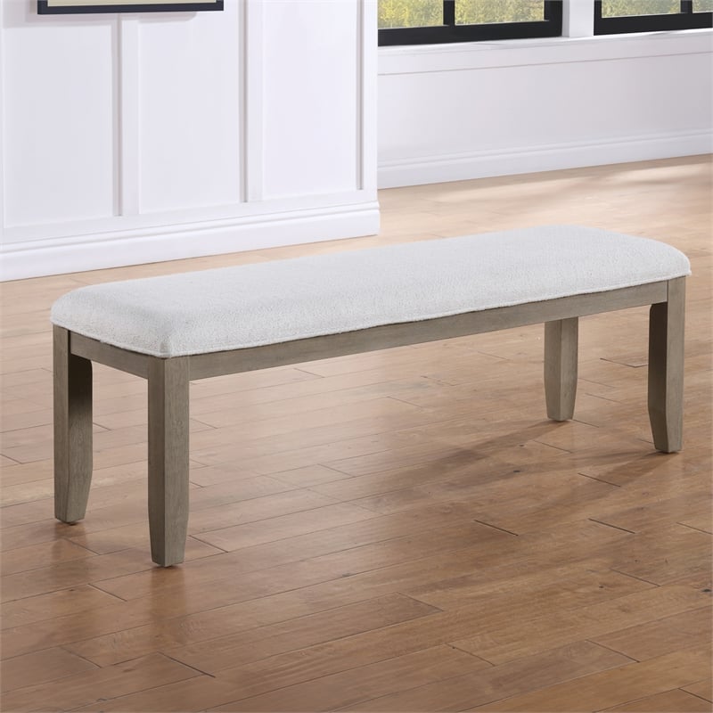Steve Silver Lily Polyester Upholstered Dining Bench in Gray