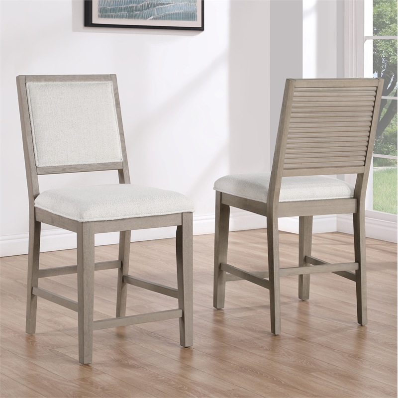 Steve Silver Lily Polyester Upholstered Counter Chair in Gray (Set of 2)
