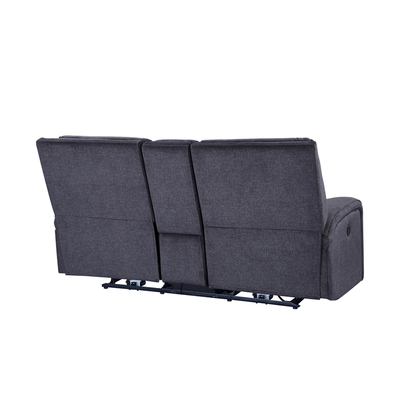 Steve Silver Lovell Polyester Upholstered Power Console Loveseat in Gray