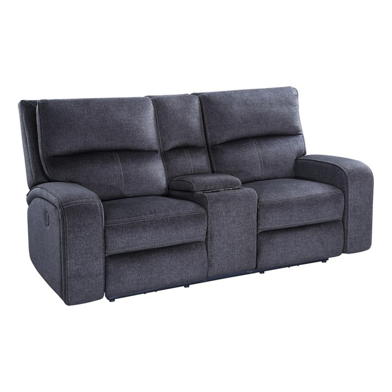 Steve Silver Lovell Polyester Upholstered Power Console Loveseat in Gray