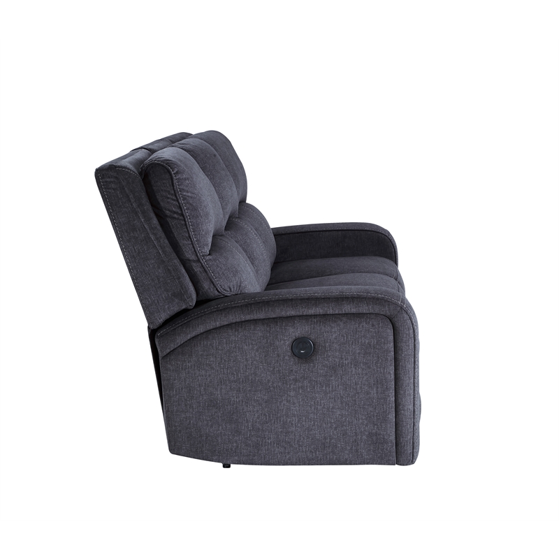 Steve Silver Lovell Polyestered Upholstered Power Sofa in Gray