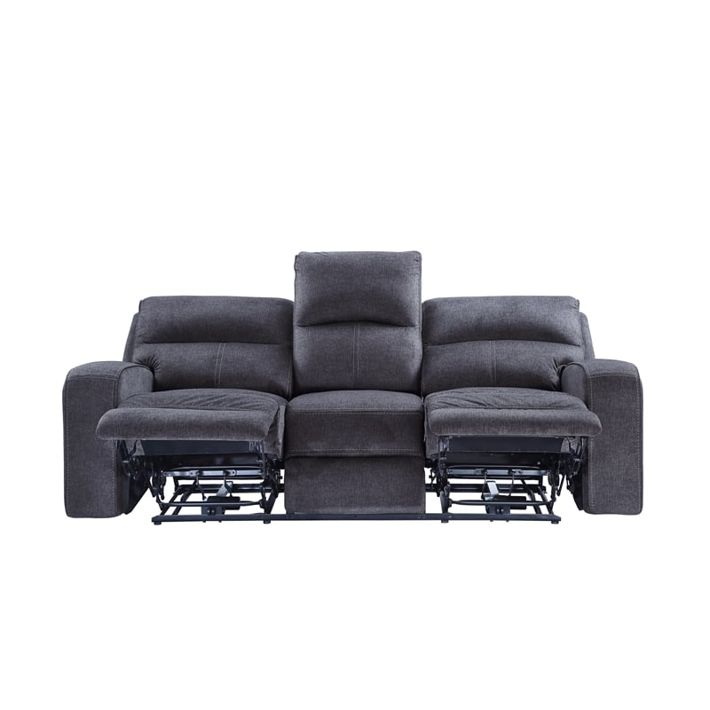 Steve Silver Lovell Polyestered Upholstered Power Sofa in Gray