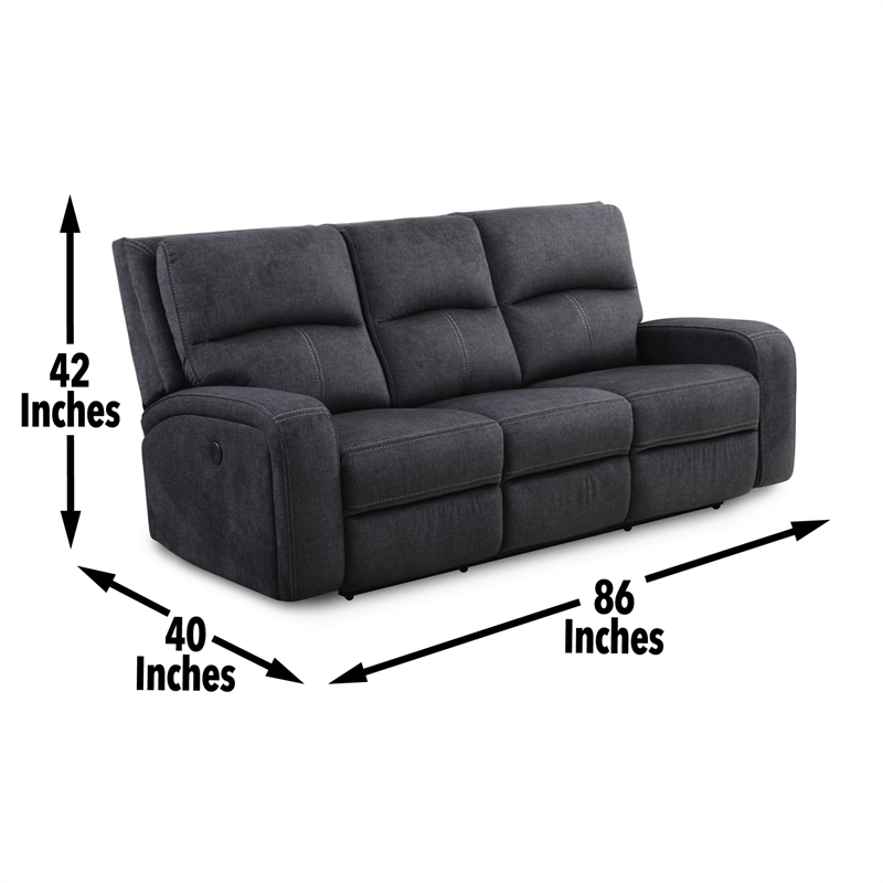 Steve Silver Lovell Polyestered Upholstered Power Sofa in Gray