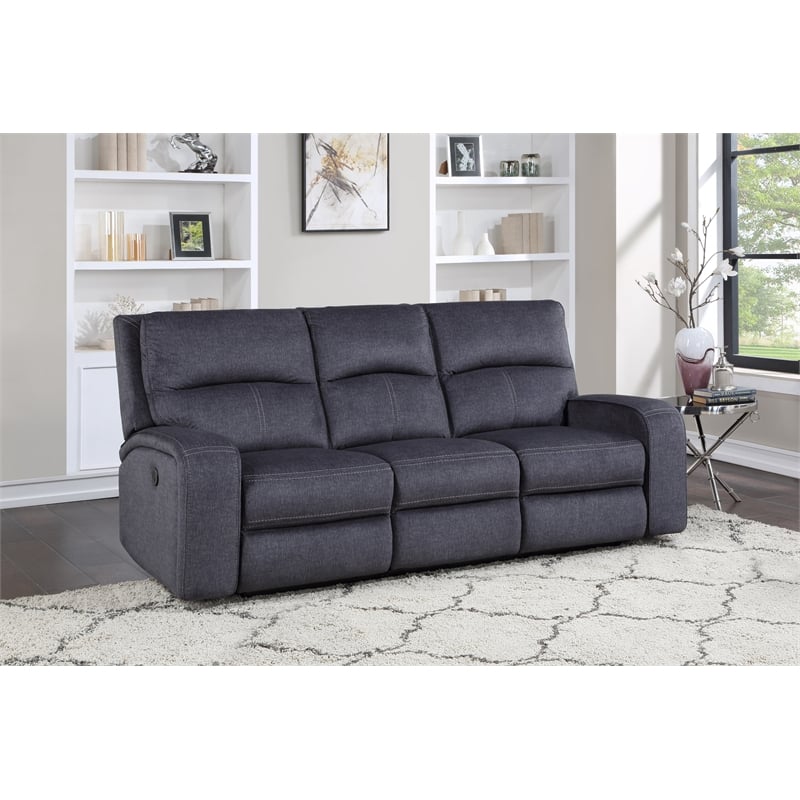 Steve Silver Lovell Polyestered Upholstered Power Sofa in Gray