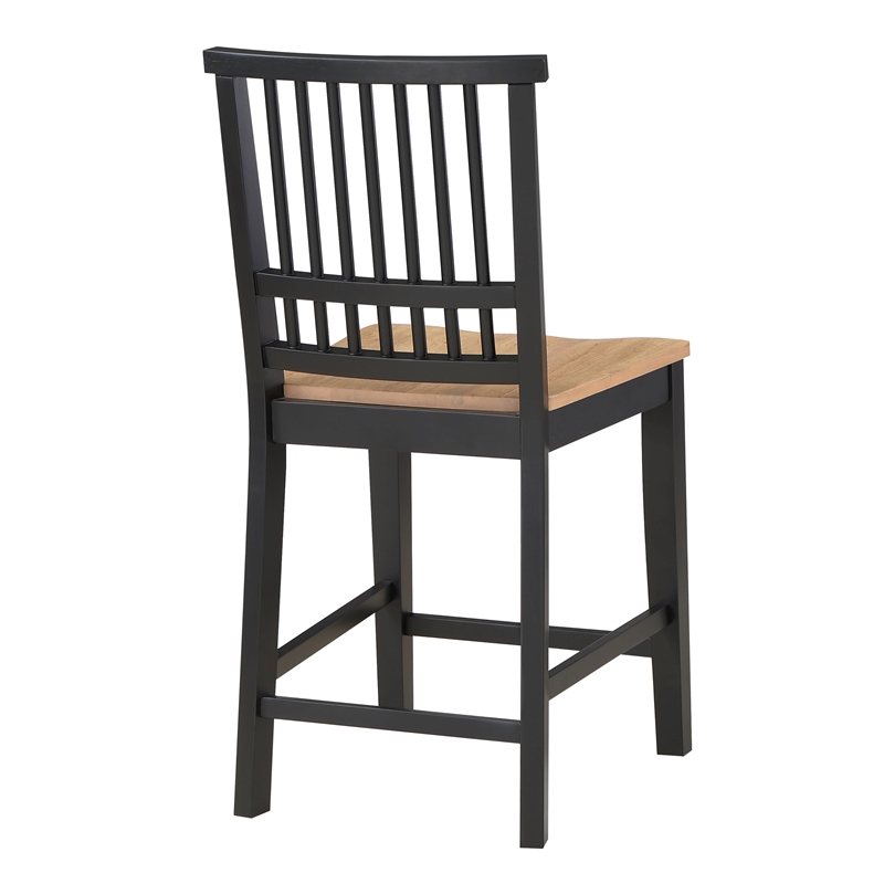 Steve Silver Magnolia Rubberwood/Iron Counter Chair in Black (Set of 2)