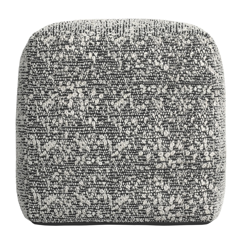 Steve Silver Nahara Boucle Woven Fabric Square Footstool/Pouf in Black