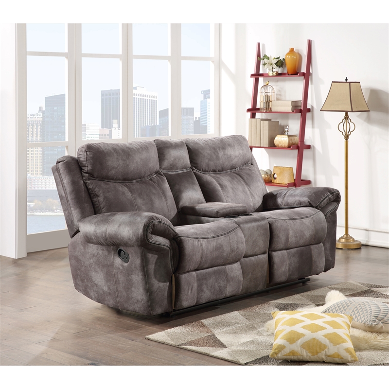 Steve Silver Nashville Glider Recliner Console Loveseat Gray