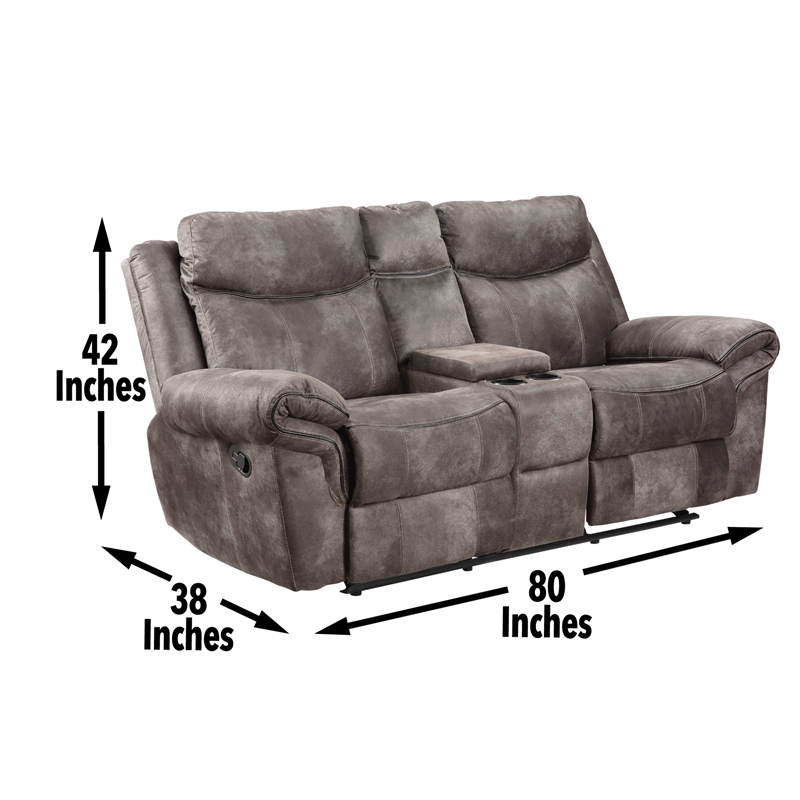 Steve Silver Nashville Glider Recliner Console Loveseat Gray