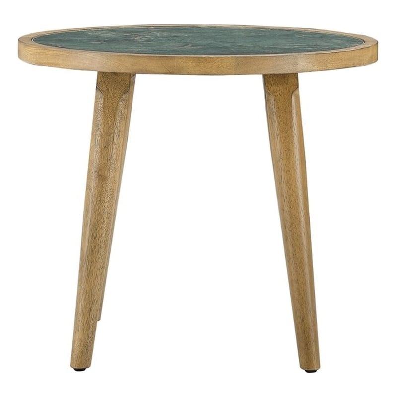 Steve Silver Novato Engineered Wood End Table w/Sintered Stone in Light Brown