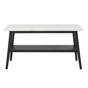 Steve Silver Company 56&quot Vida Marble Top Sofa Table in White and Black