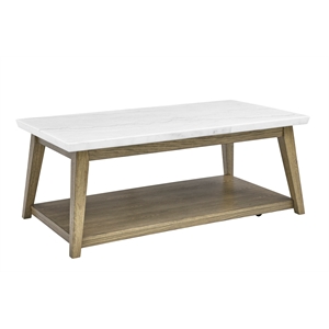Steve Silver 48&quot Vida White Marble Top Cocktail Table w/Casters
