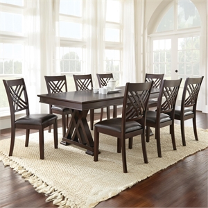 Steve Silver Adrian 9pc Dining Set in Brown