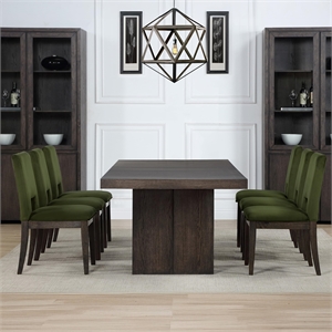 Steve Silver Evan Extendable Dining Table with 4 Emerald Side Chairs