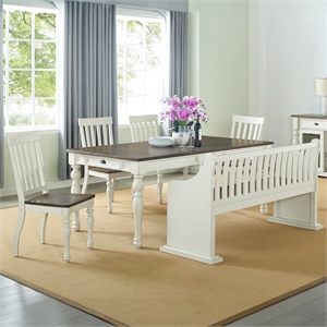 Steve Silver Joanna 6pc Dining Table Set in White
