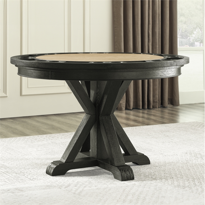 Steve Silver Rylie Dining Table with Game Top in Black and Sand
