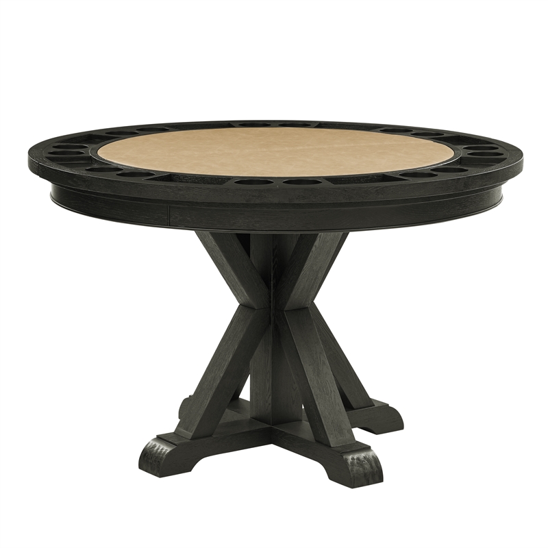 Steve Silver Rylie Dining Table with Game Top in Black and Sand