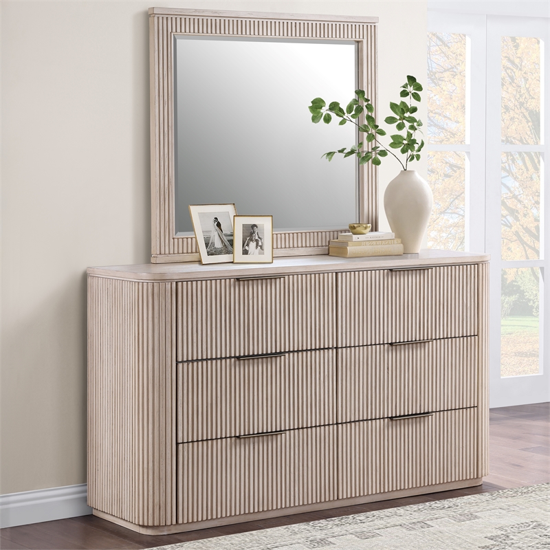 Steve Silver Henry Dresser and Mirror in Sand/Tan