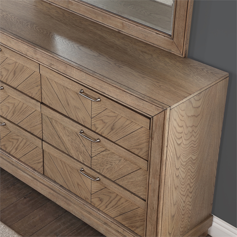 Steve Silver Montana Dresser and Mirror in Brown/Sand
