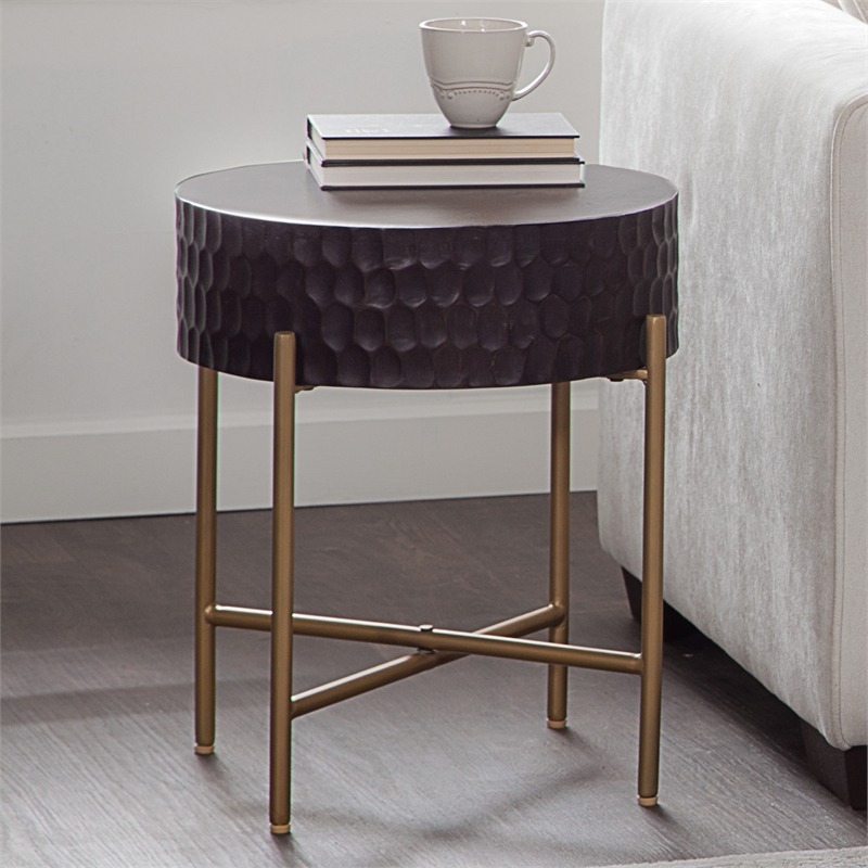 Steve Silver Bobbi Round End Table in Brown