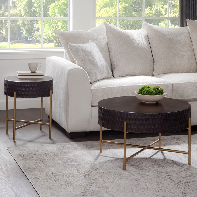 Steve Silver Bobbi Round End Table in Brown