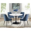 Steve Silver Colfax 5PC White Top and Black Base Dining Set With Blue Chair
