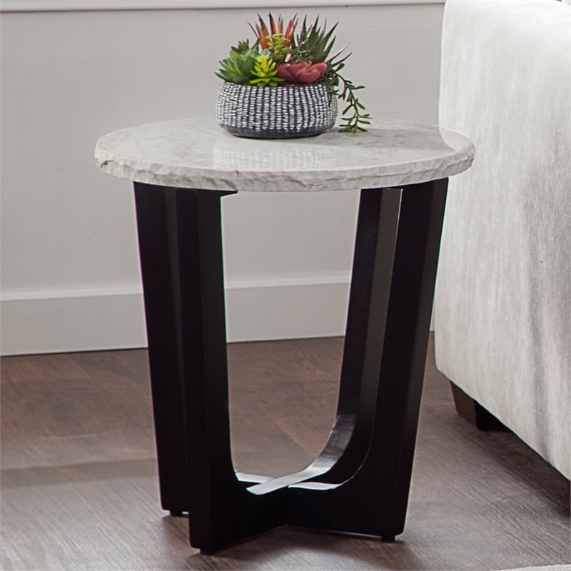 Steve Silver Chrissy White Marble Top End Table