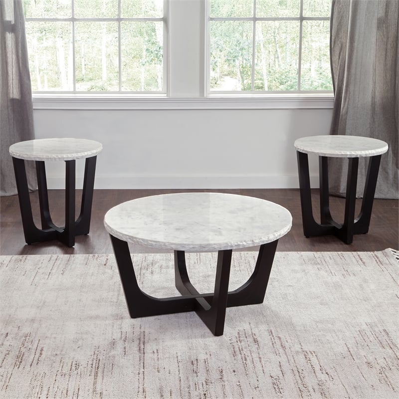 Steve Silver Chrissy White Marble Top End Table