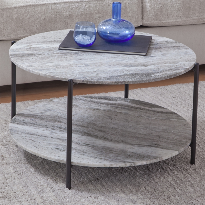 Steve Silver Coleen Green Marble Round Cocktail Table