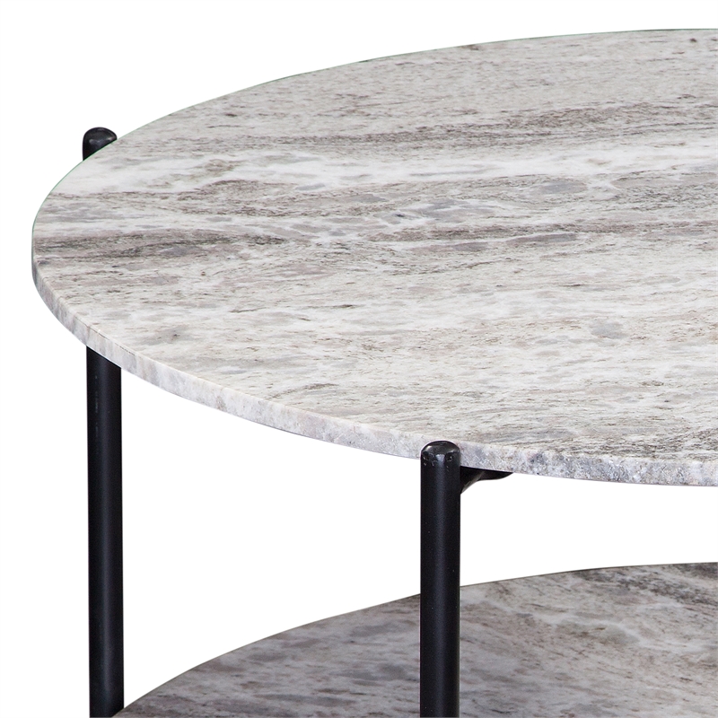 Steve Silver Coleen Green Marble Round Cocktail Table