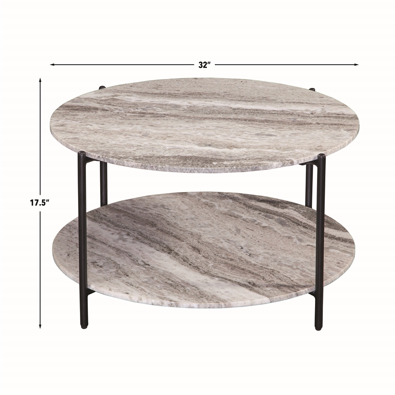 Steve Silver Coleen Green Marble Round Cocktail Table