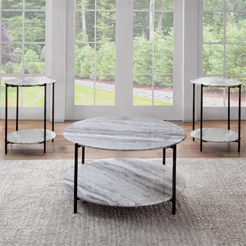 Steve Silver Coleen Sanwar Green Marble Round End Table