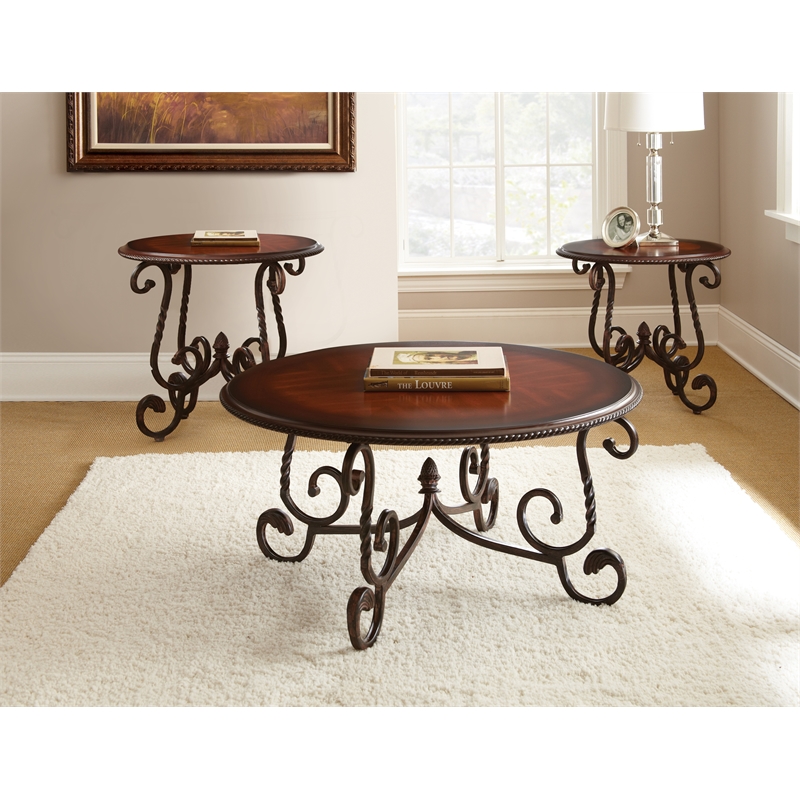 Steve Silver Crowley 3PC Coffee Table Set in Brown