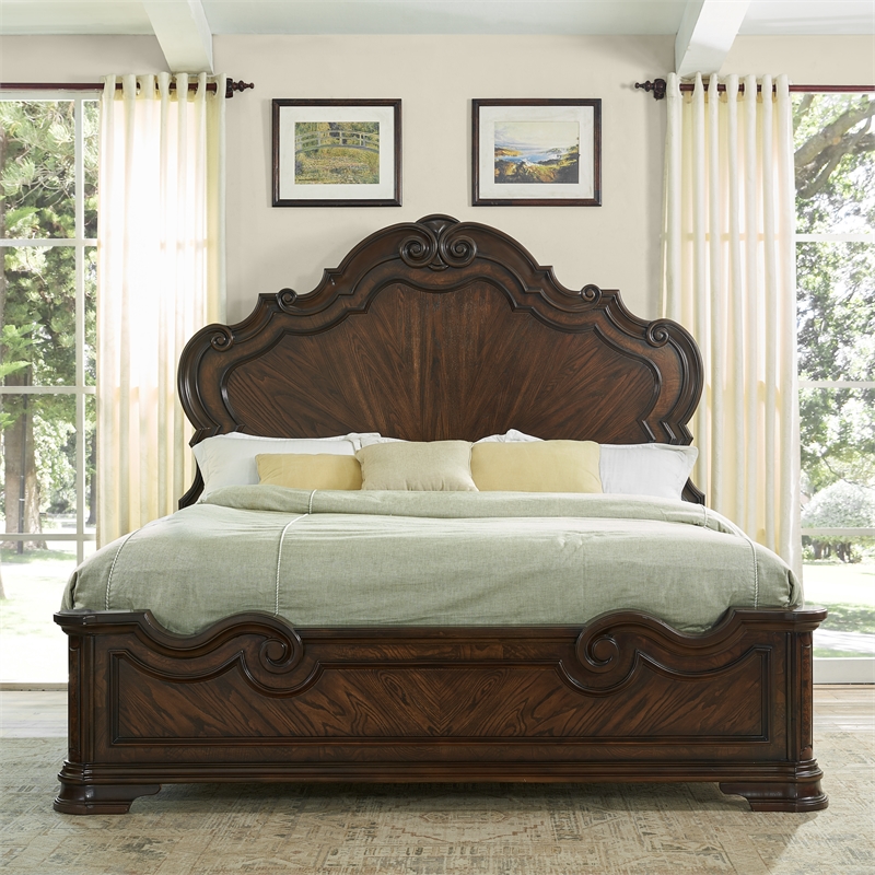 Steve Silver Royale 4PC King Bedroom Set in Brown