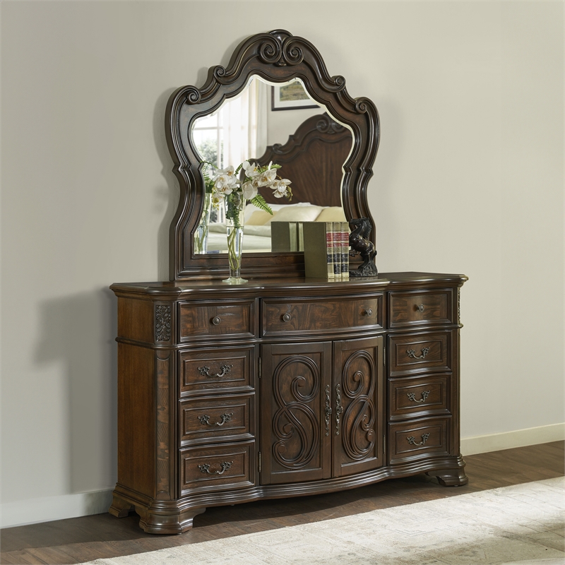 Steve Silver Royale 4 PC Queen Bedroom Set in Brown