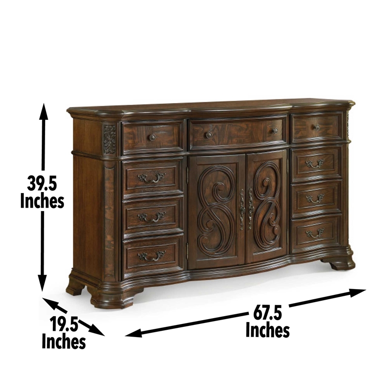 Steve Silver Royale 4 PC Queen Bedroom Set in Brown