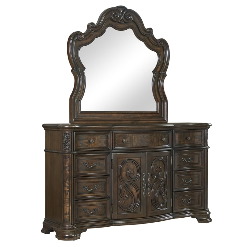 Steve Silver Royale 4 PC Queen Bedroom Set in Brown