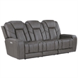 Steve Silver Daniel 3-Piece Triple-Power Leather Recling Sofa in White