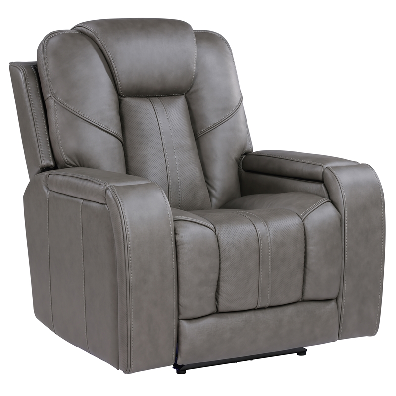 Steve Silver Daniel 3-Piece Triple-Power Leather Recling Sofa in White