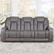 Steve Silver Daniel Triple Power Leather Theater Sofa in Gray