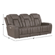 Steve Silver Daniel Triple Power Leather Theater Sofa in Gray