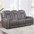 Steve Silver Daniel Triple Power Leather Theater Sofa in Gray